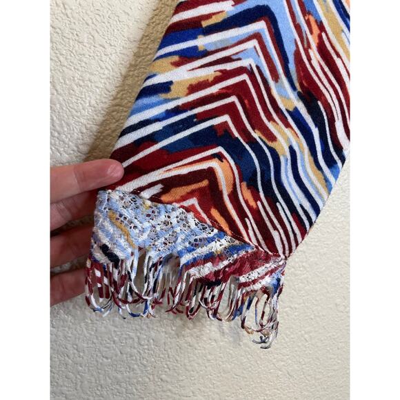 Alfred Dunner Boho Zig Zag Multicolor Fringe Long Sleeve Women's Blouse Large - Picture 4 of 9